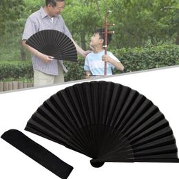 Decoratieve beeldjes 1 stks Chinese stijl zwarte zijden stof handventilator met bamboe ribben zakje bruiloft feest vrouwen geschenken handheld huizendecoratie