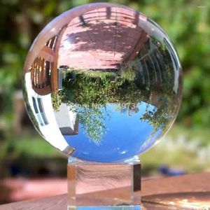 Figurines décoratives 1pcs Clear Magic Crystal Glass Guérison Sphère Ball avec stand K9 Asie Rare Natural Quartz Chandelier Lens