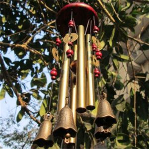 Decoratieve beeldjes 1 stks kopergeld windtje kerk bellbuizen bellen bels buiten tuin huis huisdecor windchime muur hangende ambachten