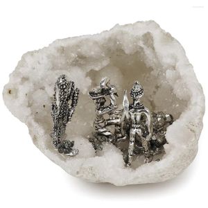 Figurines décoratives 1PCS Géode de quartz créatif avec pyrite Modèle réaliste Crluster Cluster Agate Hole Home Decor Gift for Families