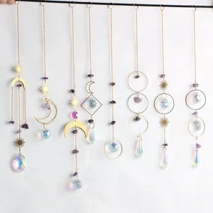 Figurines décoratives 1pcs cristal Suncatcher Prism Moon Pendant Hanging Light Catcher Rainbow Maker Outdoor Decor Decorat Decorat