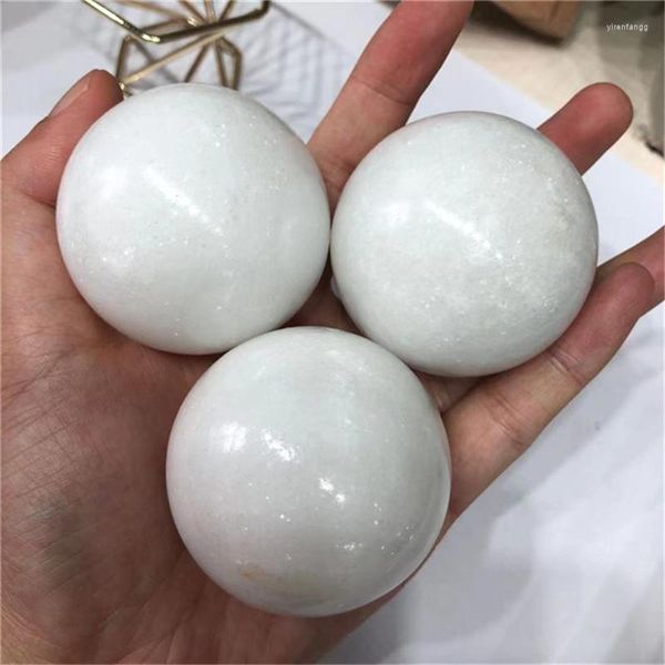 Figurines décoratives 1 pièces cristaux et pierres de guérison boule de soin en marbre blanc naturel cadeau de Massage en Jade