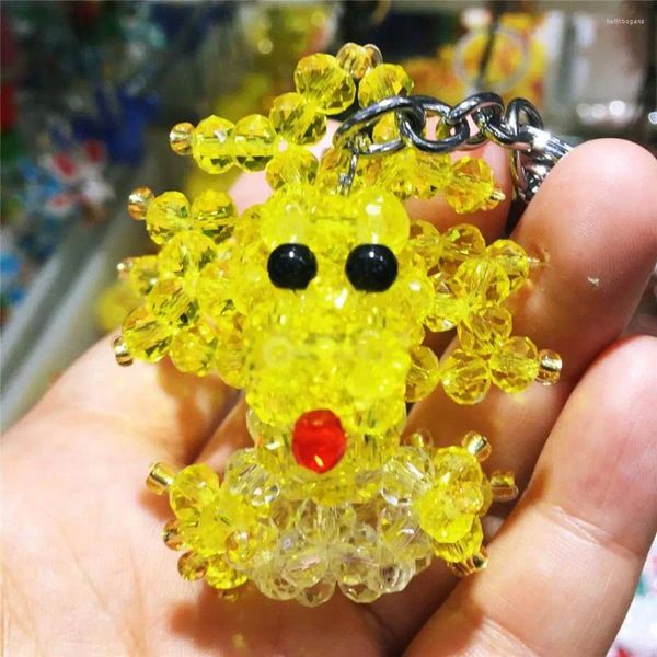 Figuras decorativas 1 Uds. Animal tejido a mano lindo dragón chino llavero de cristal austriaco accesorios para bolso colgante brillante hermoso