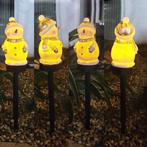 Decoratieve beeldjes 1 stks Resin Solar Lamps Cartoon Style Garden Decoratielamp Schattige Led Snowman Lawn Grass Courtyard Decor Decor