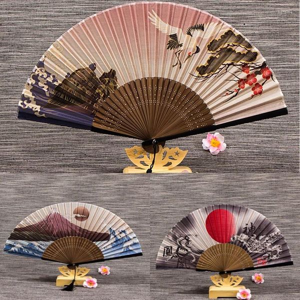 Figurines décoratives 1pcs Vintage Silk pliant fan chinois japonais Tassel bambou danse main décoration décoration ornements artisanat cadeau