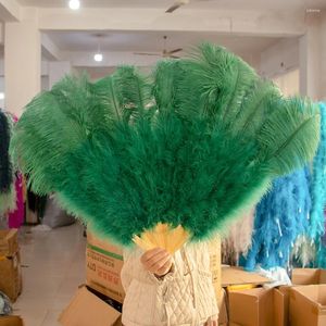 Figurines décoratives 1pcs éventails de plumes d'autruche blanches pour 13 os grande tenue à la main pliante 90 cm artisanat carnaval fête de mariage scène danse accessoire