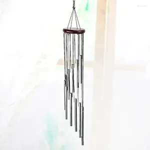 Figurines décoratives 1-pièce 12 tubes en aluminium alliage éolien carillon avec crochet en or / argent cloches pour le mémorial de fête de mariage à la maison extérieure
