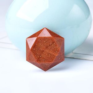 Decoratieve beeldjes 1Piecese Natural Gold Sandstone Quartz Hexawn Goldstar Crystal Healing Geometric Gem Diy Gifts Collect