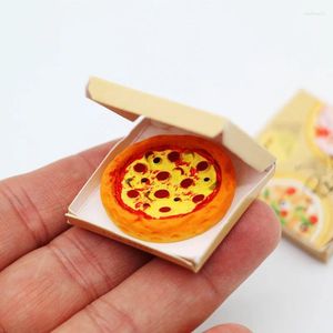 Figurines décoratives 1 ensemble 1:12 maison de poupée Miniature Simulation cuisine Pizza avec boîte petit décor ornement modèle bricolage accessoires de jouets