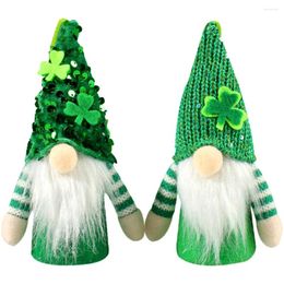 Figurines décoratives 2 pcs Ornement elfe Leprechaun Gnome Decoration en peluche Shamrock St Patrick's Day de la journée suspendue Scène des pendentifs