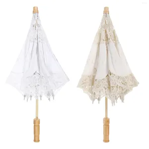 Figuras decorativas 2 uds. Paraguas nupcial de boda, sombrilla blanca, sombrillas de encaje, fiesta de té, novia elegante a granel