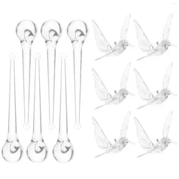 Decoratieve beeldjes 20 pc's Clear Bird Drop hanger hangende kristallen decor huisdecoratie ornament -rekwisieten