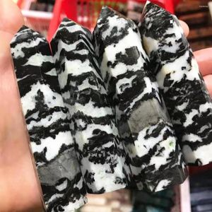 Decoratieve beeldjes 200G Natuurlijk zwart en wit Zebra Stone Point Jasper Meditatie Stenen Helende kristaltoren Home Decor Modern