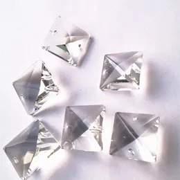 Decoratieve beeldjes 200 STKS (200 stuks ringen) 22 mm kristal vierkante kralen in 2 gaten voor bruiloft decoratie gordijn kroonluchter kraal