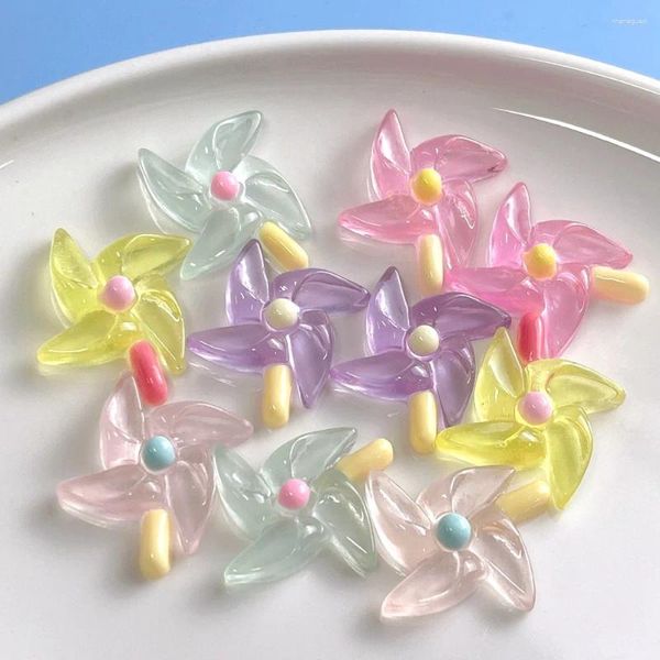 Figurines décoratives 200pcs Résine Kawaii Mounil à vent translucide arrière Cabochon bricol