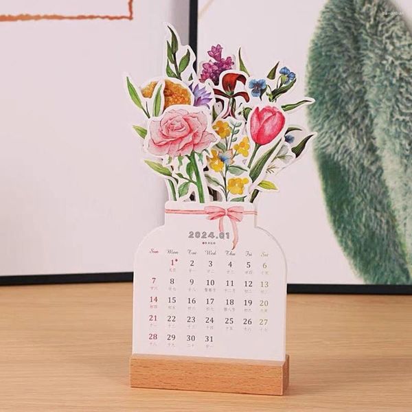 Figurines décoratives 2024 Bloomy Flowers Desk Calendar Wide Range Applications pour le salon