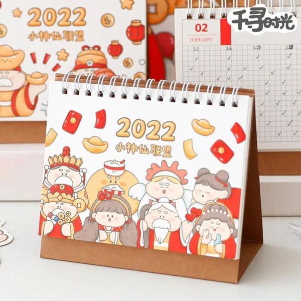 Figurines décoratives 2024 Calendriers Cartons colorés Papier Universal Desk Table Calendrier de bon augure pour Utilitaire de bureau Mur animé