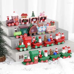 Decoratieve beeldjes 2024 kerstversiering cartoon creatief kindercadeau kleine trein houten raam tafelblad jaar