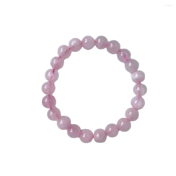 Figuras decorativas 2024 Pink Rose Polvo Crystal Quartz Pulsera de piedra natural Cordón elástico Comprador de joyas Beads Amantes de la mujer Regalo ZLF
