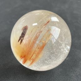 Figurines décoratives 204g, boule de cristal de cheveux rutilés naturels, sphère de Quartz polie, cadeau de guérison Reiki, décoration de salle Fengshui