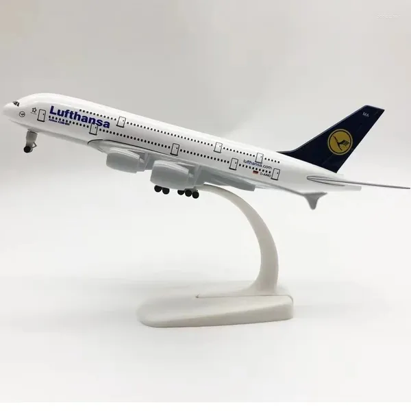 Figurines décoratives 20cm alliage métal germnay air lufthansa Airbus 380 A380 Airlines Modèle avion avion avion plan Diecast W Wheels Toys