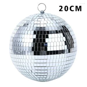 Decoratieve beeldjes 20 cm spiegelbal feest glanzende disco reflecterende spiegel kleurrijk podiumverlichtingseffect 8 inch lichtgewicht zilver