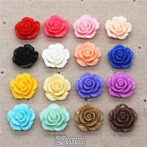 Decoratieve beeldjes 20 stks 23 mm hars camellia bloemen platte rug cabochon diy sieraden/ ambachtelijke decoratie (geen gat)