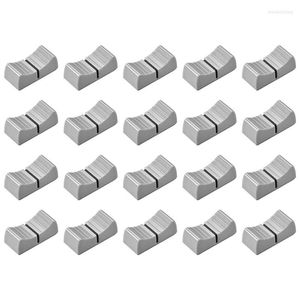 Figurines décoratives 20 pièces 24Mm x 11mm x 10mm, mélangeur de Console, boutons de fader coulissants de remplacement pour potentiomètre, bouton gris, marque noire