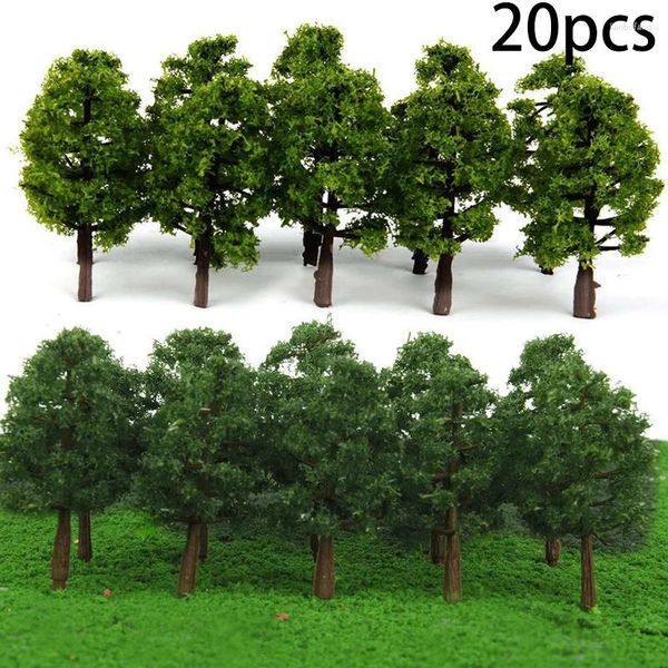 Figuras decorativas 20 piezas de 8 cm Modelo de árboles Micro paisajismo decoración de la escala del tren arquitectónico edificio del árbol del árbol de bricolaje