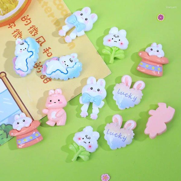 Figuras decorativas de 20 piezas Cartoon Kawaii Resin Back Resin Cabochon Scrapbooking Crafts Diy Hair Bows Center Accesorios Caja de teléfono