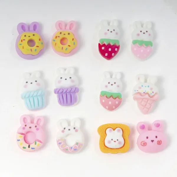 Figuras decorativas de 20 piezas, pegatina para refrigerador en miniatura de dibujos animados, pegamento en crema DIY creativo, Clip para el pelo, accesorio de resina