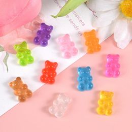 Figurines décoratives 20pcs Noctilucent Bear Series Resin Flat Back Cabochons For Hairpin Scrapbooking DIY BIJOURS DÉCORAGE CARAL