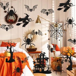 Figurines décoratives 24/32/35 pièces, décorations de Cage à oiseaux en papier, gothique, corbeau noir suspendu pour Halloween