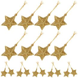 Figurines décoratives 24 PCS Pentagramme Pentagramme Arbre de Noël Ornements en forme d'étoile Garland Noël orne des pendentifs suspendus décorer