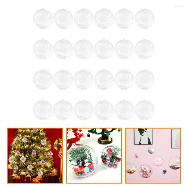 Figurines décoratives 24pcs Christmas Remplissables Boules rondes Ornement Ornements en verre en plastique transparent ornements