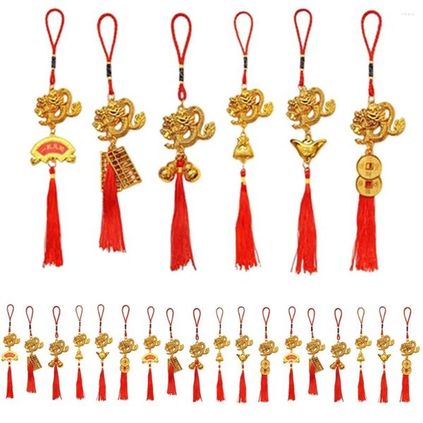 Figurines décoratives 24pcs Plastique Décorations de dragon chinois Multiporpose Charms suspendus chanceux Facile à installer