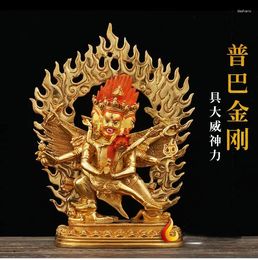 Figurines décoratives 25 cm Bless Safety Health Talisman # Tibet Protection efficace Népal Plaqué or Vajrabhairava Puba Jin Kong Bouddha