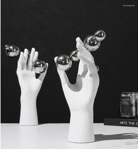Figurines décoratives 25 cm Art moderne deux mains résine Arts et artisanat Sculpture salon maison accessoires bureau pour enfants