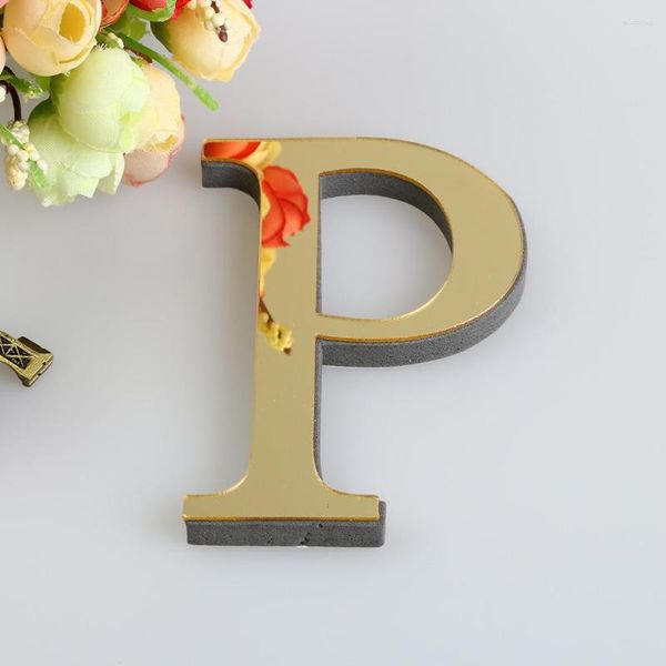 Figuritas decorativas 26 letras DIY 3D acrílico espejo superficie pared pegatina oro alfabeto cartel dormitorio boda fiesta decoración arte Mural