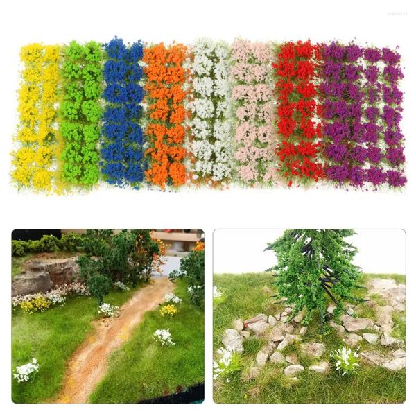 Figuras decorativas 28pcs/cajas Simulación de la escena de la escena Terreno Producción Flower Cluster Mini Micro Landscape Wild Miniature Grass Game