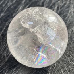 Figuras decorativas 295g Piedra natural Clear Quartz Crystal Ball Rainbow Sphere Rock Polised Reiki Healing B648