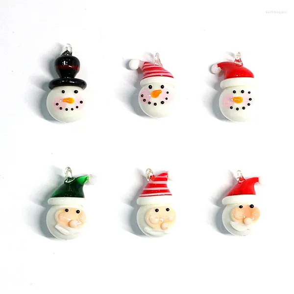 Figurines décoratives 2pcs mignons Christmas Snowman Charms Mini Santa Claus Glass Pender For Handmade Oree Oreing Boels Collier Accessoires DIY