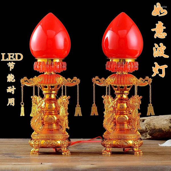 Figurines décoratives 2pcs Dragon et Phoenix Lucky Rich Noble LED Dieu de la lampe de richesse Bougie électronique