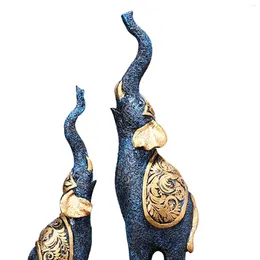 Figurines décoratives 2pcs Éléphants Statues Art Craft MODERNE RESIN FIGURINE POUR ARRANGEMENT BIBERIE ENTRANCE DÉCORATION CHAUDE