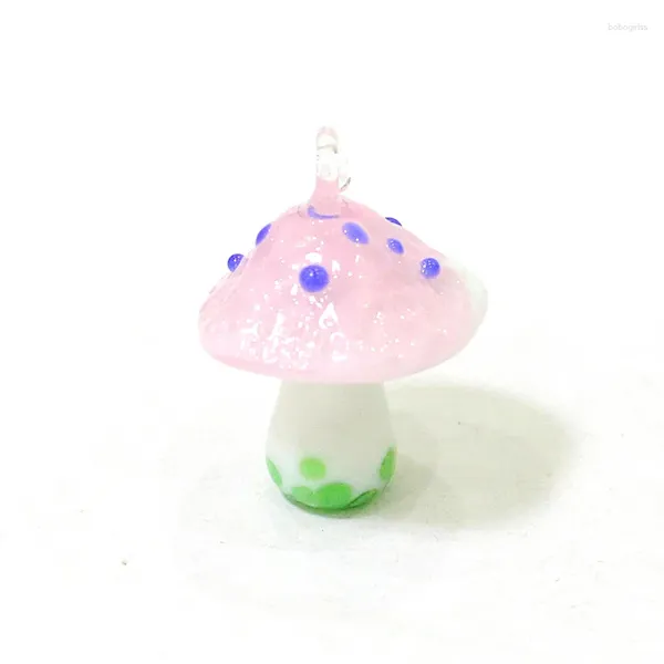 Figurines décoratives 2pcs kawaii décor beaux charmes de champignons pendentifs en verre pour les filles collier bracelet Boucle d'oreille de boucle de bricolage