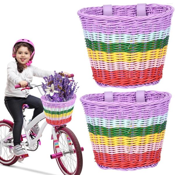 Figuras decorativas 2 PCS Cesta para bicicletas para niños Cestas para niños pequeños de bicicleta frontal