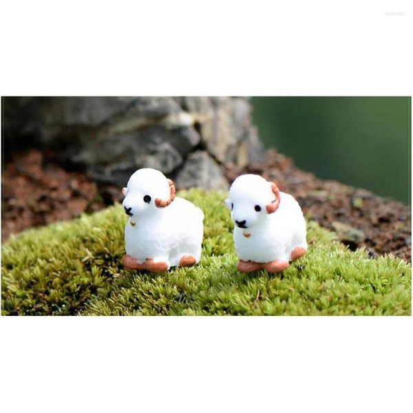 Figurines décoratives 2pcs / lot mini-décoration moutons 1,9 cm Small Antelope Fairy Garden Home Decor bricolage Animaux miniatures