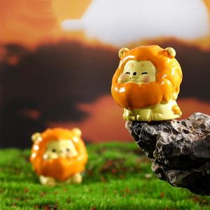 Figurines décoratives 2pcs miniatures kawaii lion bricolage artisans micro paysage fée jardin ornement décorations intérieures accessoires