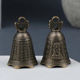 Figurines décoratives 2pcs rétro Chine Mini Bronze Sculpture Pray Bouddha Feng Shui Bell Home Garden Bells Bells Pendants ACCESSOIRES