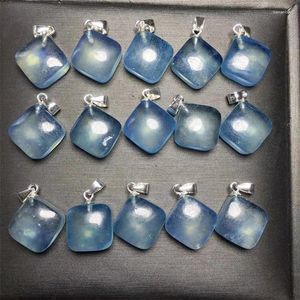 Figurines décoratives 2pcs S925 Natural Aquamarine Cube pendentif bijoux mode bleu cristal reiki guérison pierre accessoires de bricolage cadeau